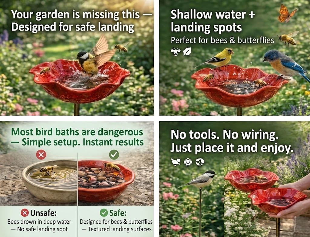AviFlora™ – Botanical Bird Bath for Birds, Bees & Butterflies