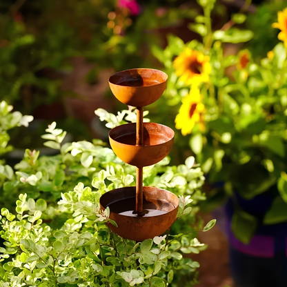 Birdshire™ – Rustic Three-Tier Bird Bath & Feeding Station
