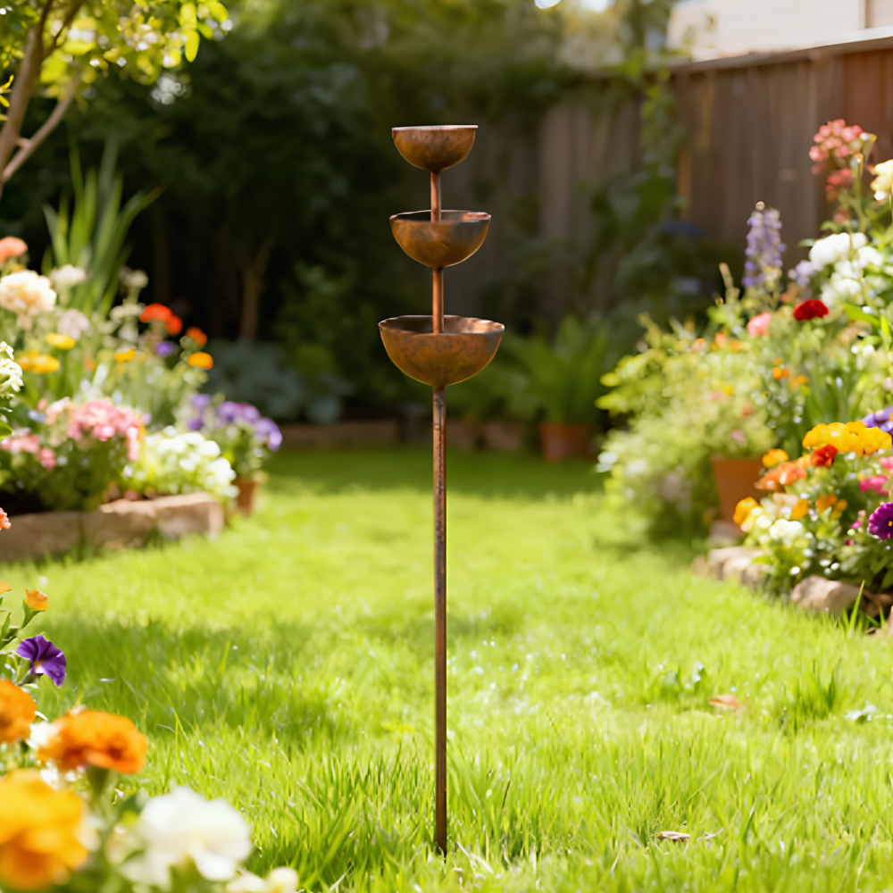 Birdshire™ – Rustic Three-Tier Bird Bath & Feeding Station
