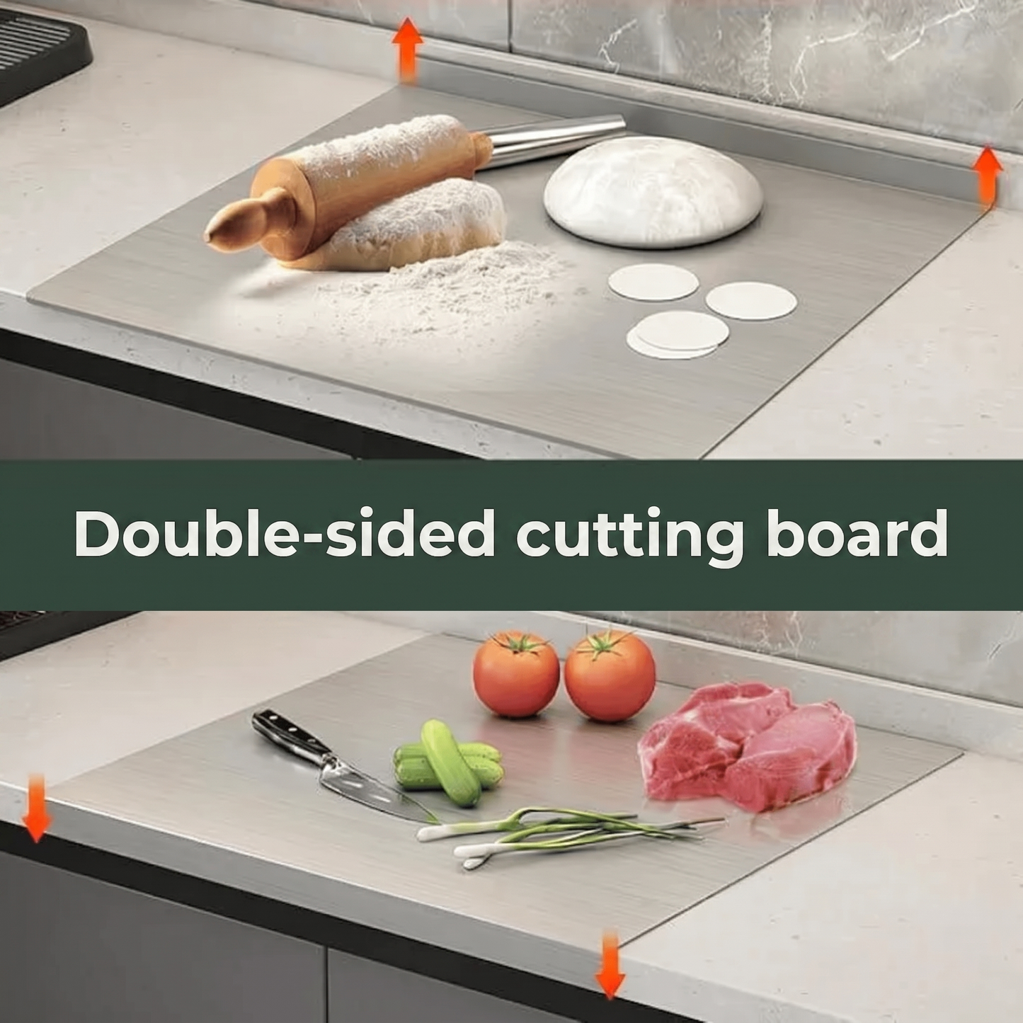 SteelPrep™ – Premium Food-Grade Stainless Steel Chopping Board