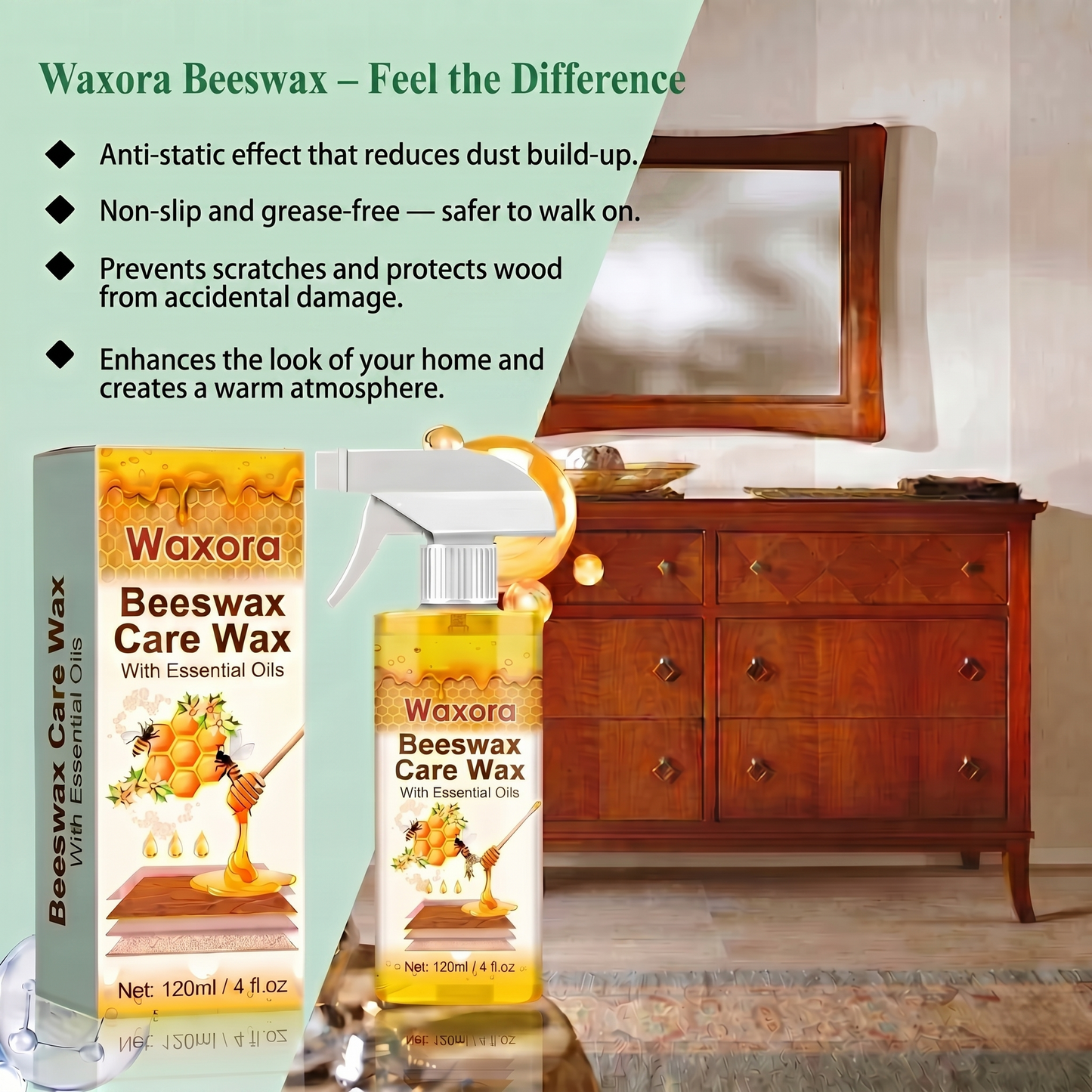 Waxora™ - All-in-One Beeswax Spray for Wood Care